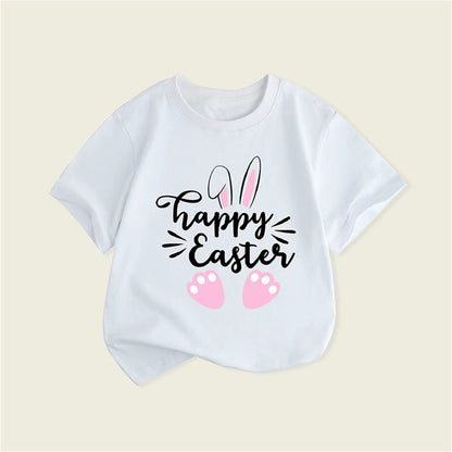 Easter Shirt Girls Summer New Children'S Clothing Europe and the United States Girls Short Sleeve T Shirt Fleece Girls Top