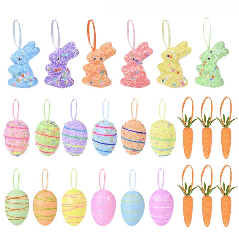 Eggcellently Hand-Crafted Foam Easter Ornaments - 6/10/12/24 Piece Decoration Sets