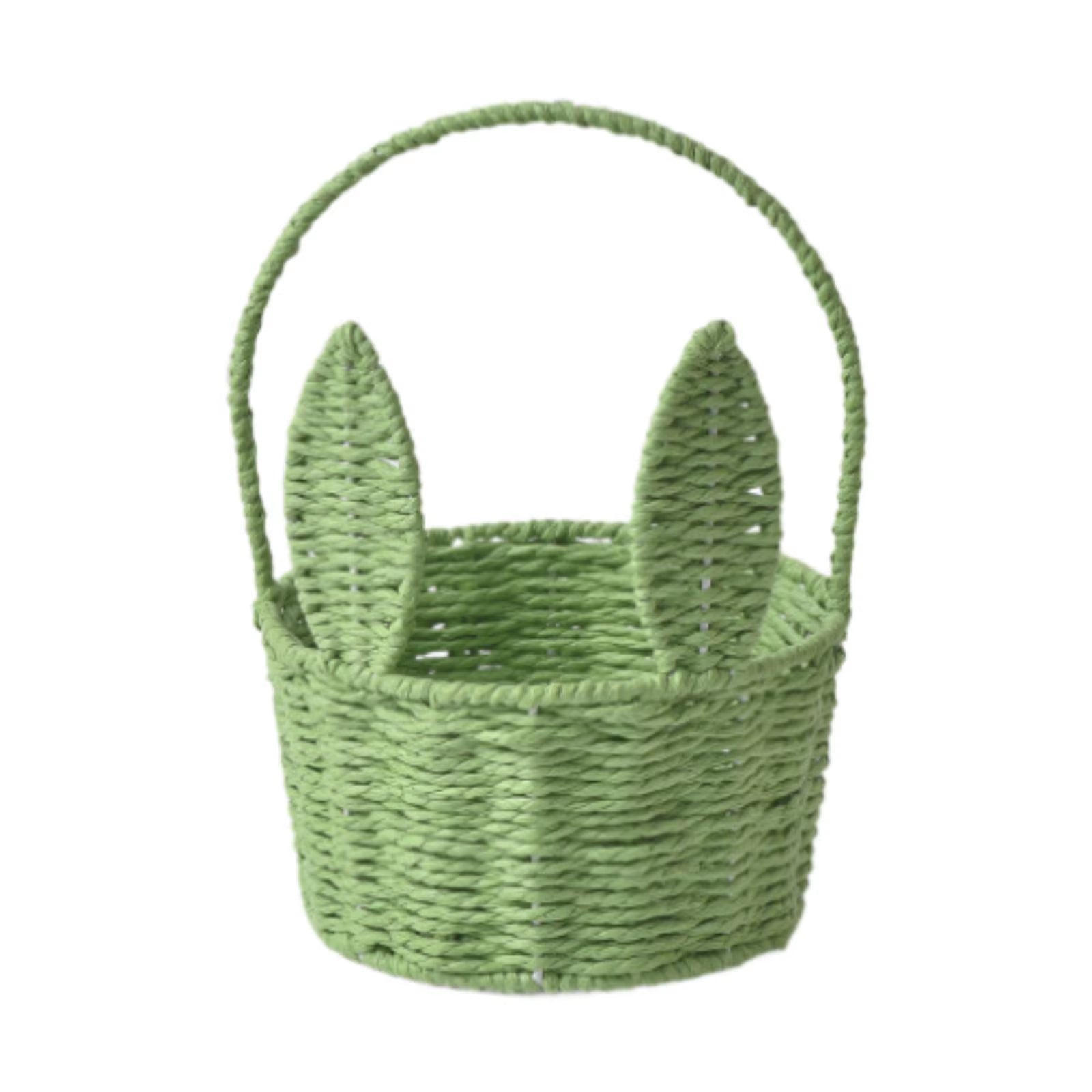 Easter Bunny Basket Woven Flower Basket Easter Decoration with Handle, Flower