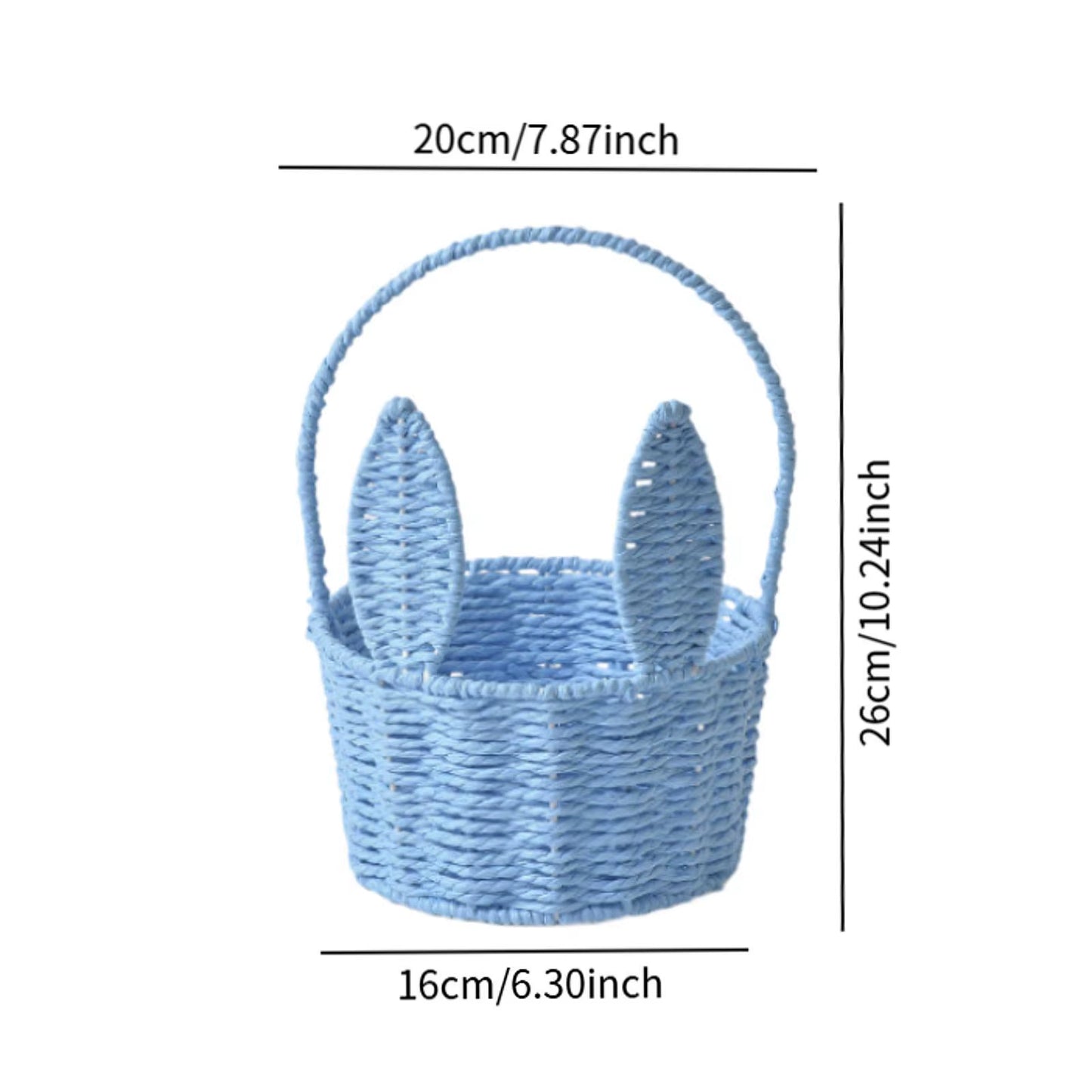 Easter Bunny Basket Woven Flower Basket Easter Decoration with Handle, Flower