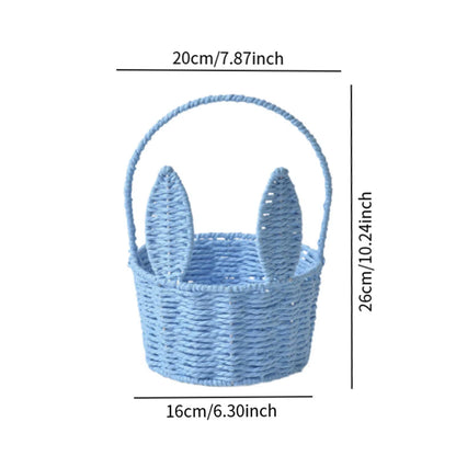 Easter Bunny Basket Woven Flower Basket Easter Decoration with Handle, Flower