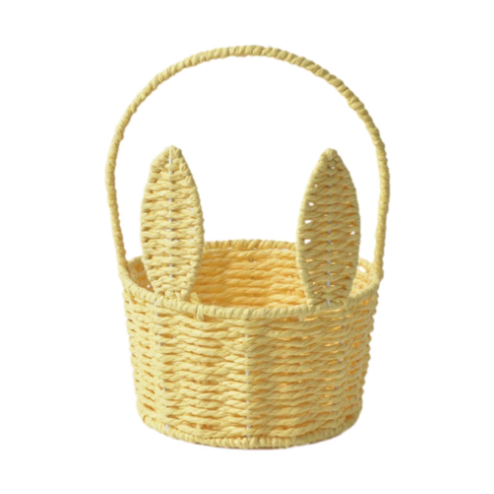 Easter Bunny Basket Woven Flower Basket Easter Decoration with Handle, Flower