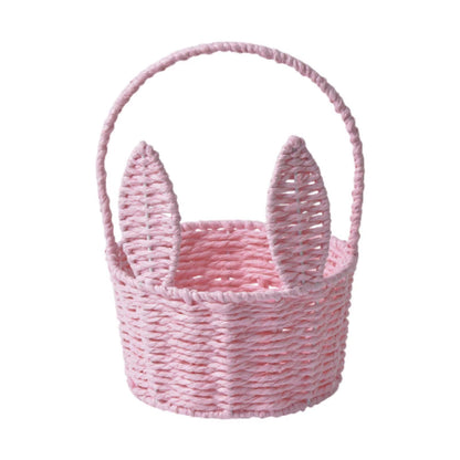 Easter Bunny Basket Woven Flower Basket Easter Decoration with Handle, Flower