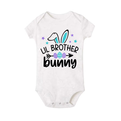 Little Sister Big Brother Bunny Print Shirt Easter Boys Girls T-Shirt Sibling Matching Outfit Kids Tops Tee Baby Bodysuit 1 Pcs