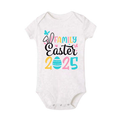 Family Easter 2025 Print Family Matching Outfit Easter Party Daddy Mommy Sister Brother Tee Shirts & Baby Romper Holiday Clothes