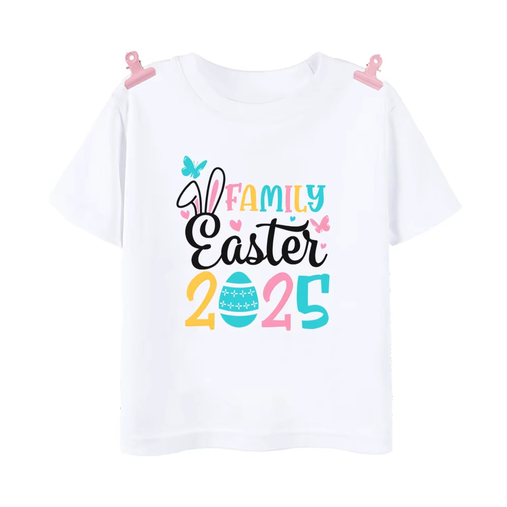 Family Easter 2025 Print Family Matching Outfit Easter Party Daddy Mommy Sister Brother Tee Shirts & Baby Romper Holiday Clothes