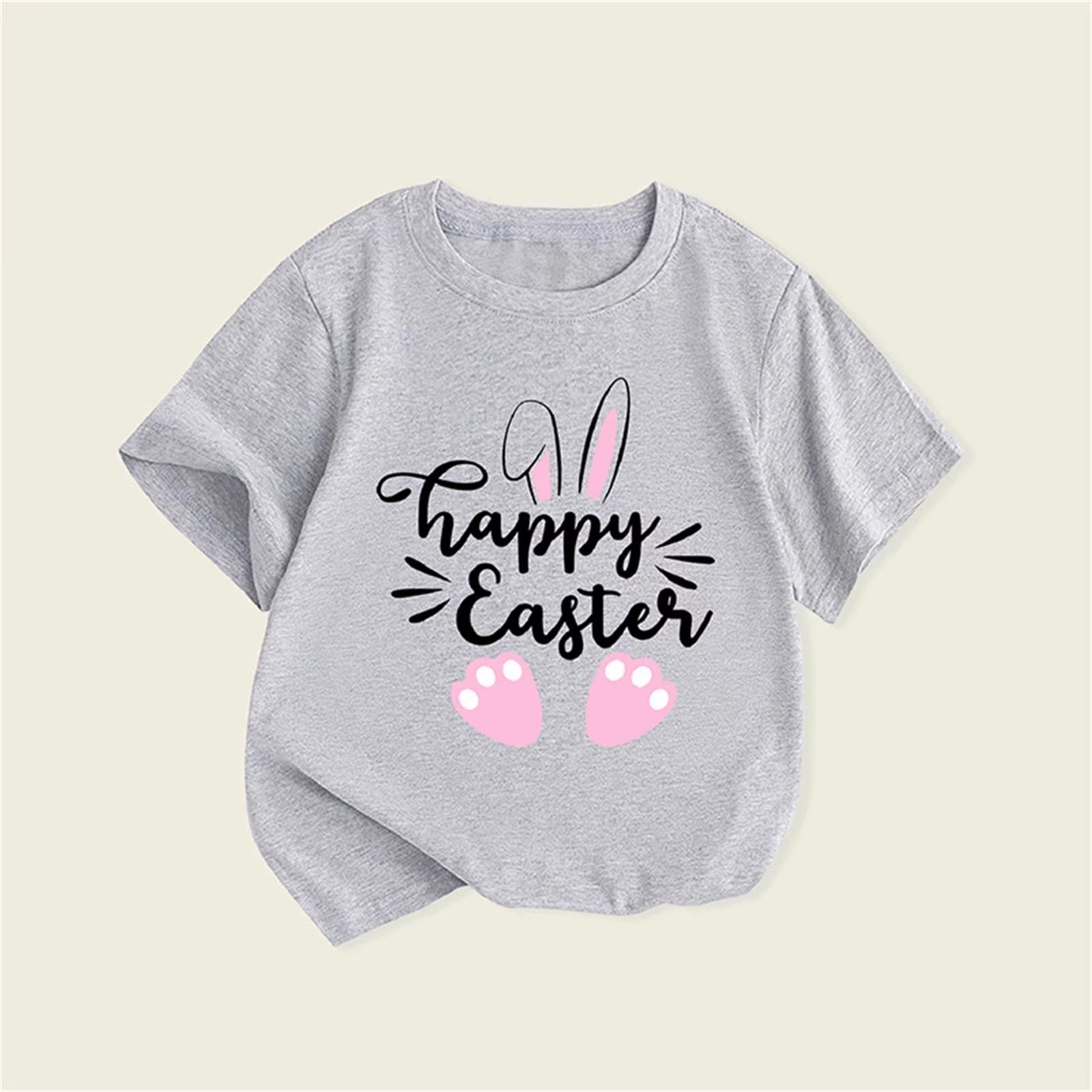 Easter Shirt Girls Summer New Children'S Clothing Europe and the United States Girls Short Sleeve T Shirt Fleece Girls Top