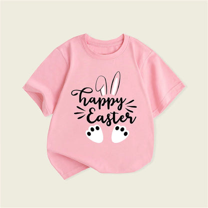 Easter Shirt Girls Summer New Children'S Clothing Europe and the United States Girls Short Sleeve T Shirt Fleece Girls Top